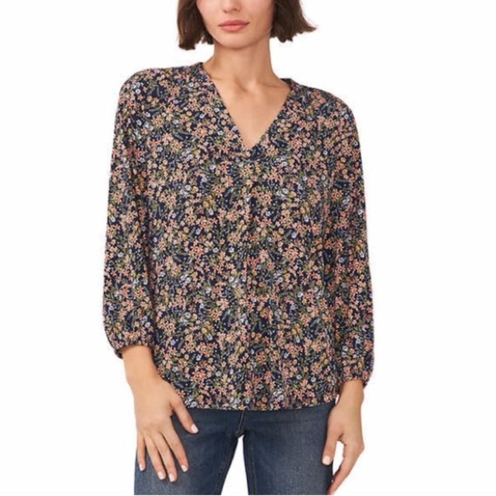 Vince Camuto 3/4 Sleeve Multicolor Floral Blouse